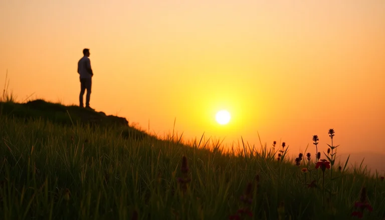 Person at sunrise on a hill reflecting on how to uncover your natural aptitude and potential.