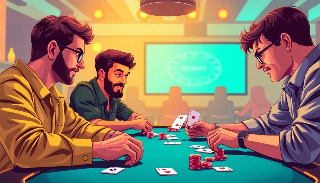 Experience the excitement of Rummy Wealth with players immersed in the game, showcasing strategy and skill.