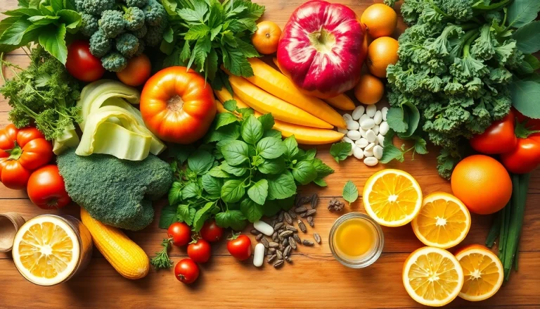 Showcase healthy lifestyle choices with healthlifeherald.com fresh produce and supplements arrangement.