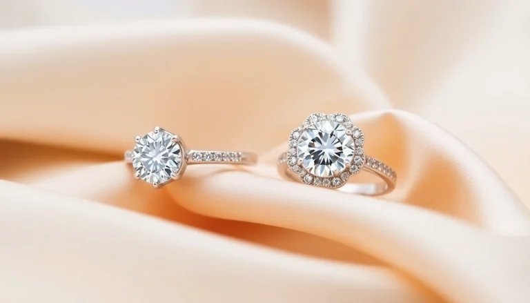 Showcase the beauty of 2 Carat Engagement Rings featuring intricate settings and glittering diamonds.