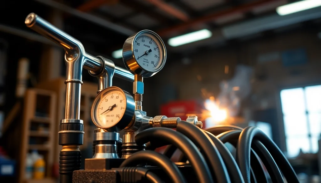 Efficient oxy gas welding kit displayed with essential tools, including torch and gauge, for effective welding.