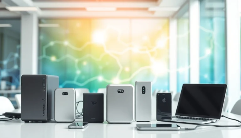 Showcasing TPower energy solutions in a modern office, highlighting innovative devices.