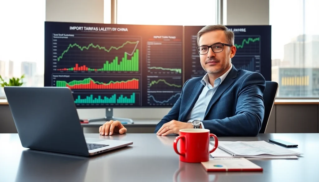 Analyze import tariffs china through a detailed trade data review in a modern office.