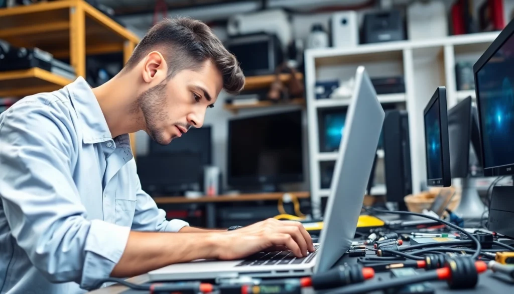 Offrendo servizi di Riparazione computer torino con un tecnico esperto al lavoro.