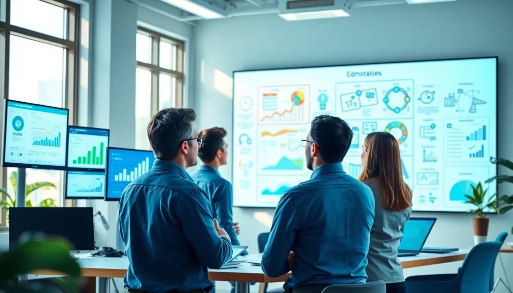 Boost your Edmonton SEO with a collaborative digital marketing team strategizing in a modern office.