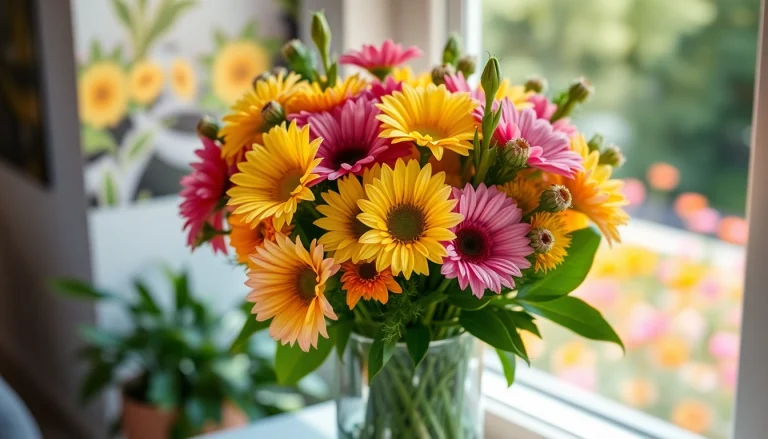 Bright arrangement of Irvine flowers showcasing local floristry in a stylish vase.