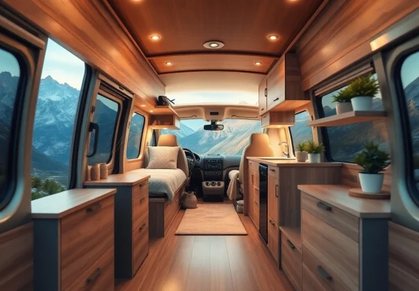 Experience the cozy interior of the perfect Van designed for adventurous living.