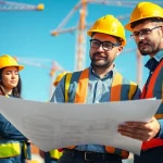 Engaging NVQ Level 4 Construction site supervision answers guide during collaboration on a construction site.