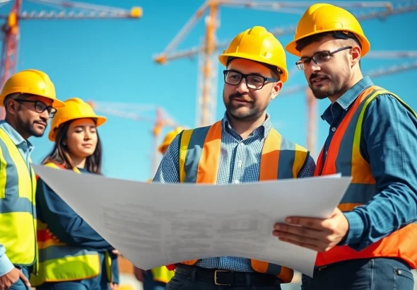 Engaging NVQ Level 4 Construction site supervision answers guide during collaboration on a construction site.