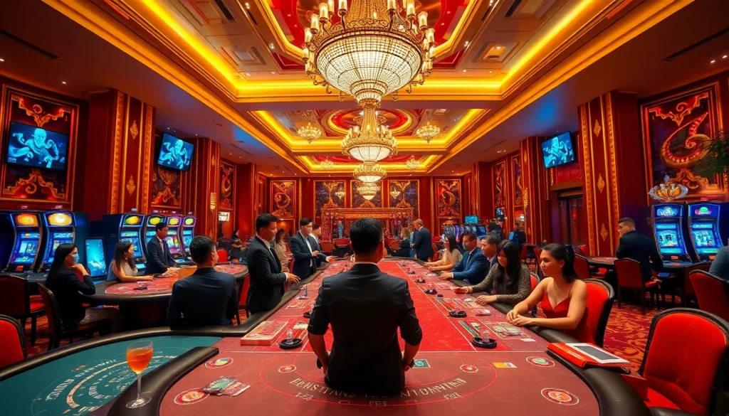 Experience the thrill of the singapore casino with elegant gaming tables and vibrant decor.