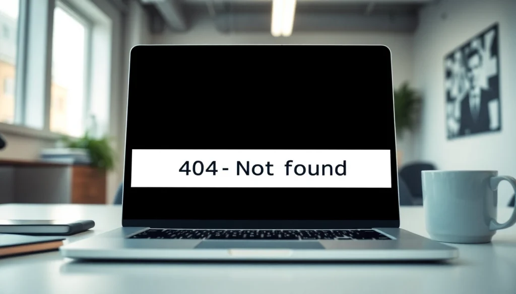 Showcase a 404 Not Found error with line电脑版下载 prominently displayed on a laptop screen.