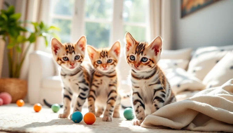 Playful Bengal Kittens for Sale in a cozy setting, showcasing their unique coat patterns.