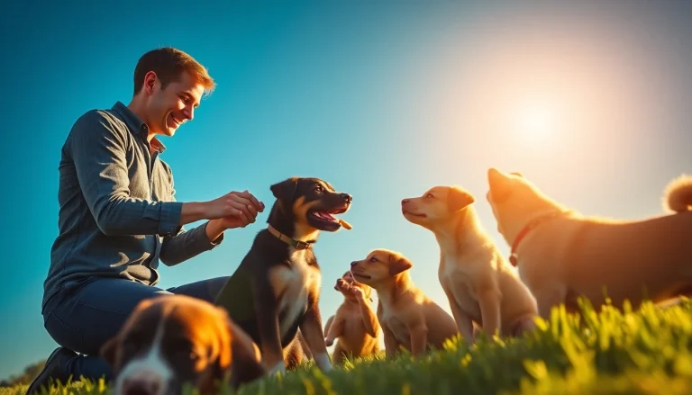 Engaging dog training session in Irvine showcasing positive reinforcement techniques with puppies.