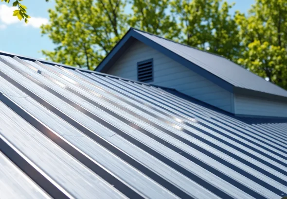 Showcase of residential metal roofing on a contemporary home with lush surroundings.