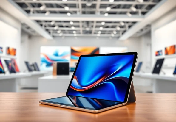 Catch the latest offers to buy iPad showcased in a modern retail environment.