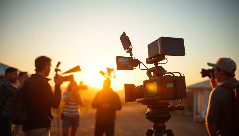 Engaging film crew as a leading 영상제작업체 captures vibrant promotional video outdoors.
