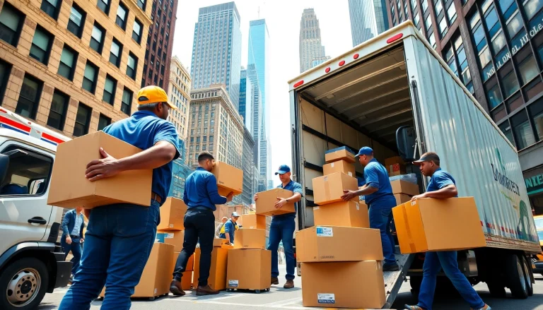 Best movers NYC efficiently packing and loading items during a busy urban move.