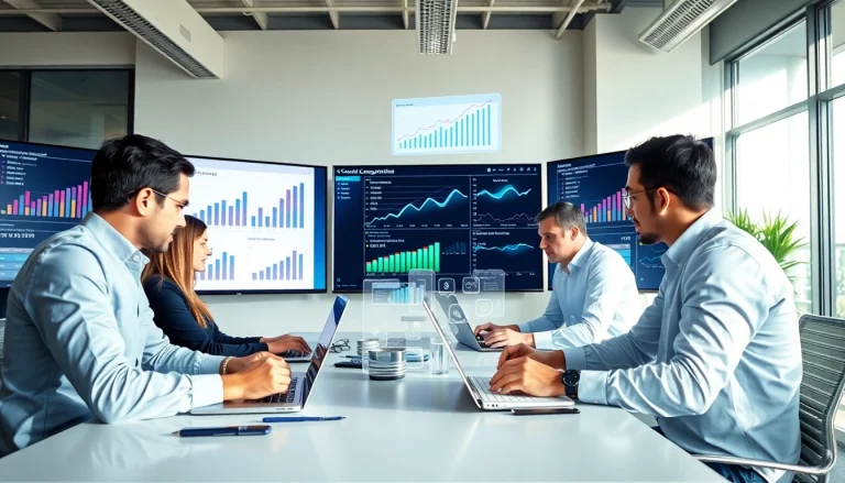 Analyze competitor strategies using innovative ai for competitor analysis tools in a professional office environment.