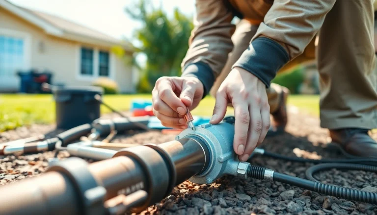 Technician performing termite reticulation system refills in a residential environment.