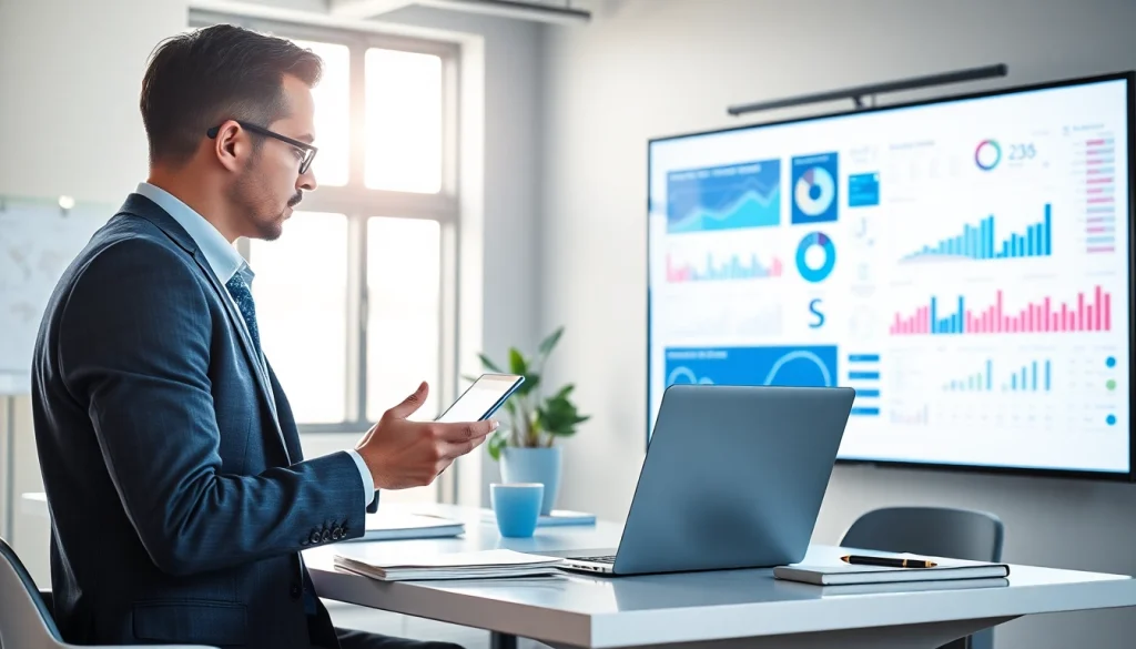 Analyze competitive intelligence data with a business strategist in a modern office setting