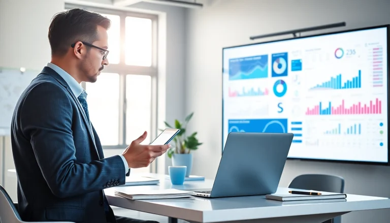 Analyze competitive intelligence data with a business strategist in a modern office setting
