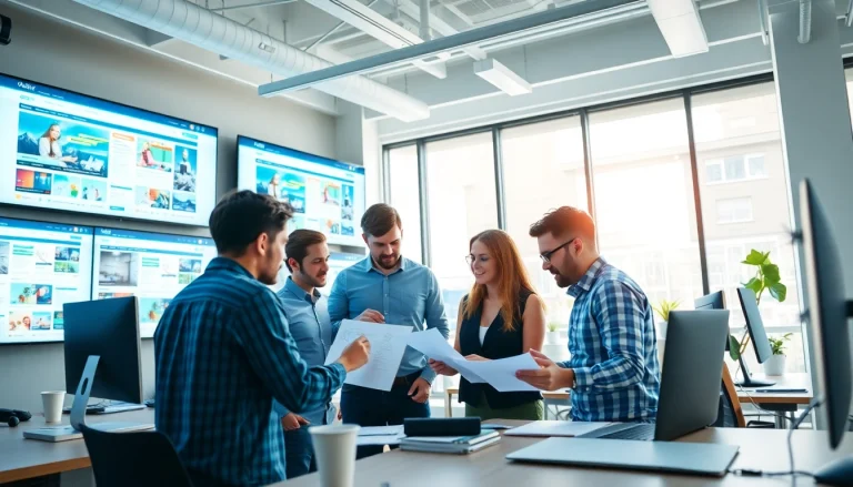 Collaboration among web design Edmonton experts in a vibrant office setting.
