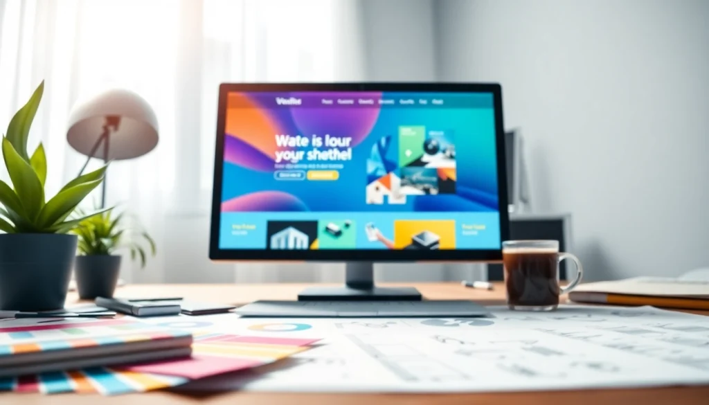 Showcase innovative website design using modern layouts and elements on a digital workspace.
