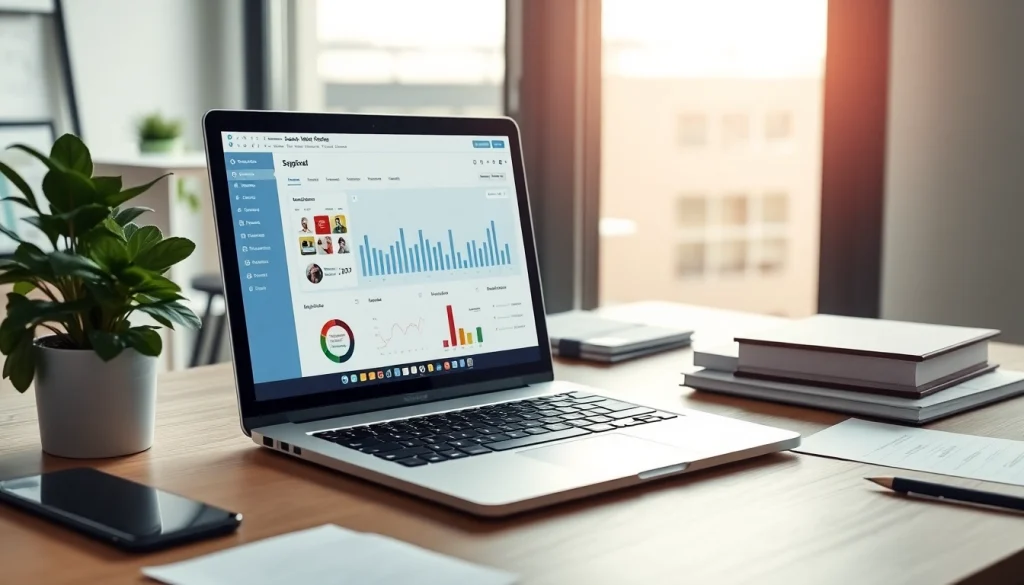 Streamline Social media and blog automation processes in a vibrant office space.