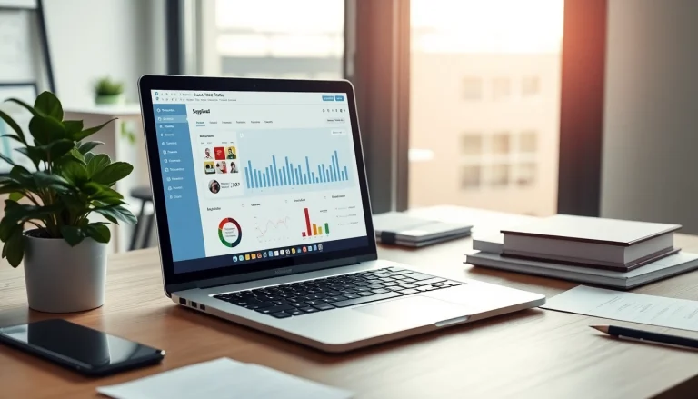Streamline Social media and blog automation processes in a vibrant office space.