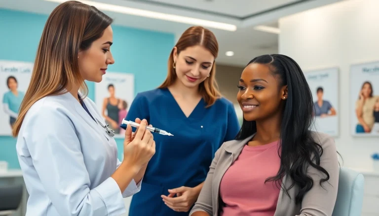 Administering Injectable Weight Loss in a modern clinic, highlighting patient care.
