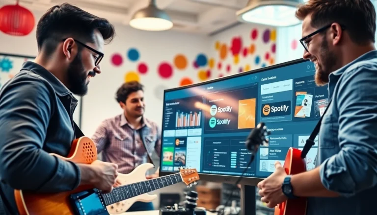 Enhance your Spotify promotion with a dynamic team analyzing music trends and analytics.