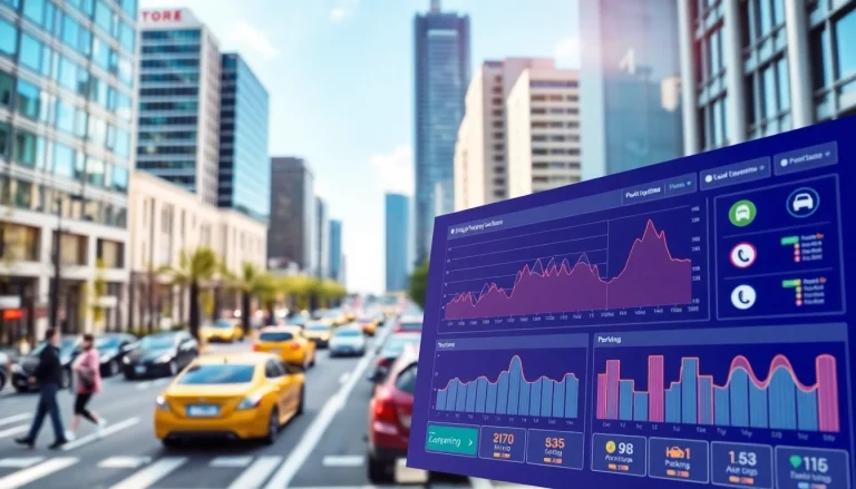 Manage your vrr parking experience seamlessly with a digital interface in a vibrant urban setting.
