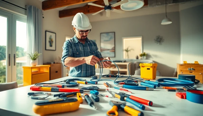 Electrician Clearwater expertly working on home wiring, showcasing precision and professional tools.