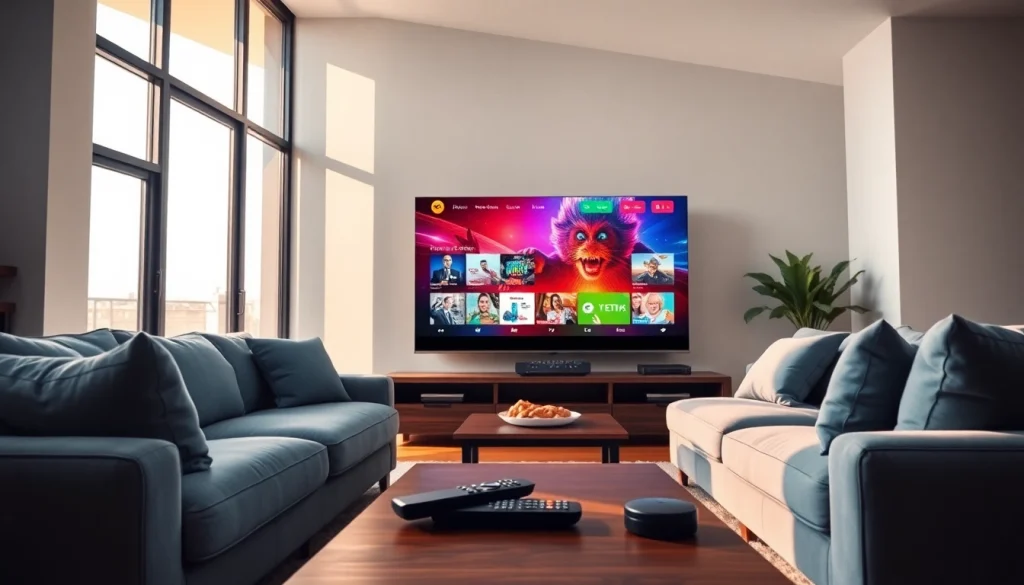 Stream content seamlessly with xtreme hd iptv in a modern living room setup featuring a bright flat-screen TV.