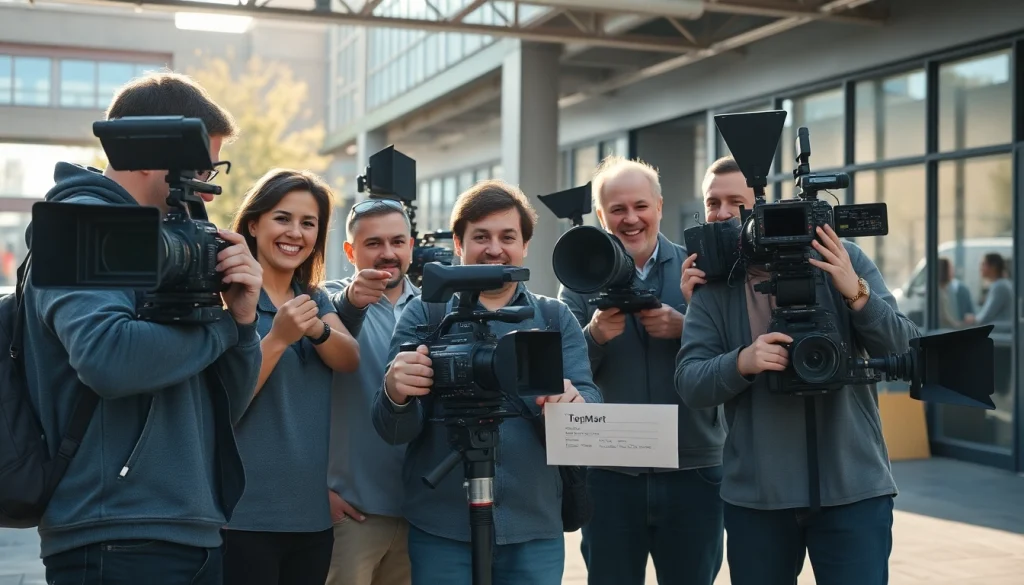 Showcase of tacoma video production team collaborating with cameras and equipment.