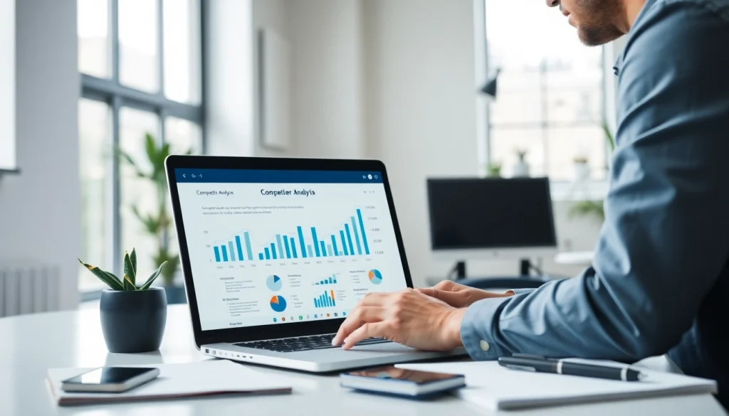 Find competitor customer list in a professional office setting depicting a business analyst at work.