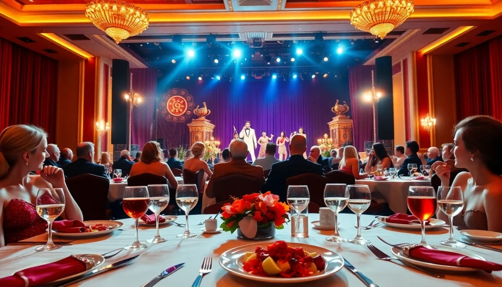 Guests reveling in dinner shows vegas, enjoying exquisite dining and captivating performances