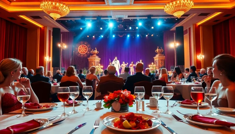 Guests reveling in dinner shows vegas, enjoying exquisite dining and captivating performances