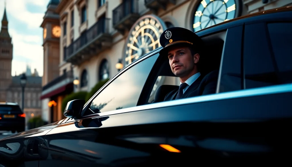 Experience luxury chauffeur hire london service in a premium vehicle with iconic London landmarks.