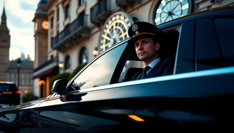 Experience luxury chauffeur hire london service in a premium vehicle with iconic London landmarks.