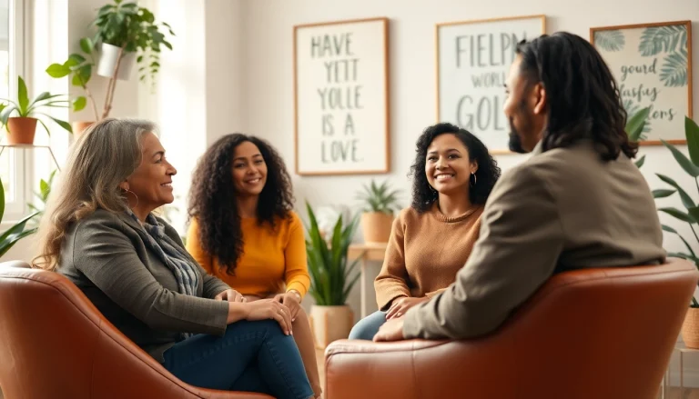 Empathetic relationship coach assists a couple in a supportive, warm environment.