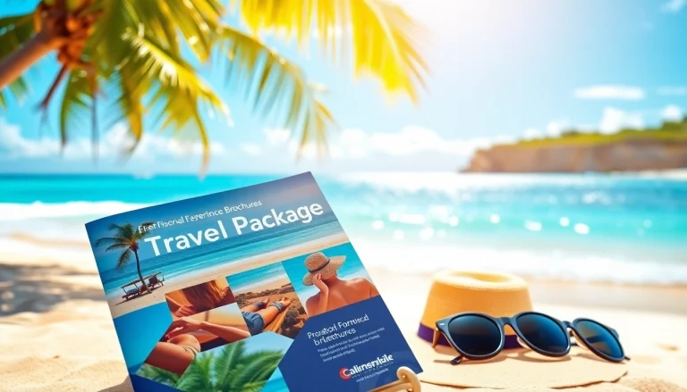 Engaging travel packages brochure on a beautiful beach setting showcasing ultimate vacation experiences.