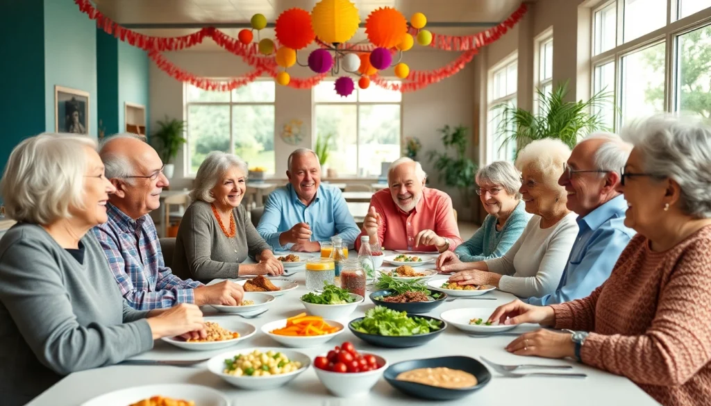 Delicious henderson nv senior center menu options highlighted with vibrant decorations and seniors enjoying their meal.