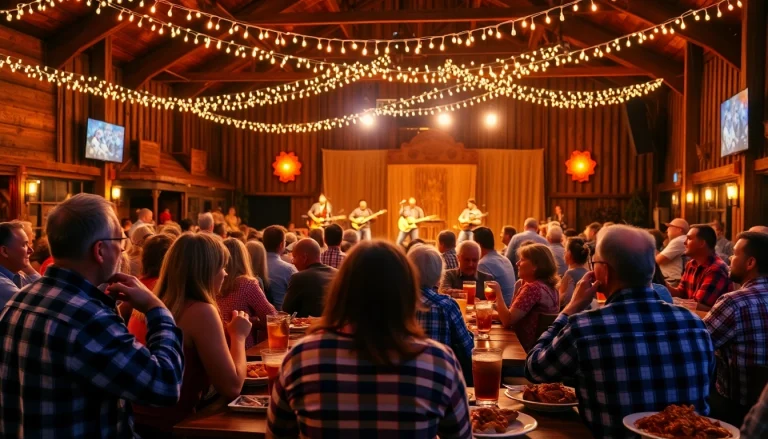 Enjoy diverse firelight barn photos showcasing families dining and enjoying the lively western show.